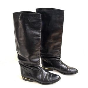 Sudini Italian Black Leather Riding Boots Sz 6 B